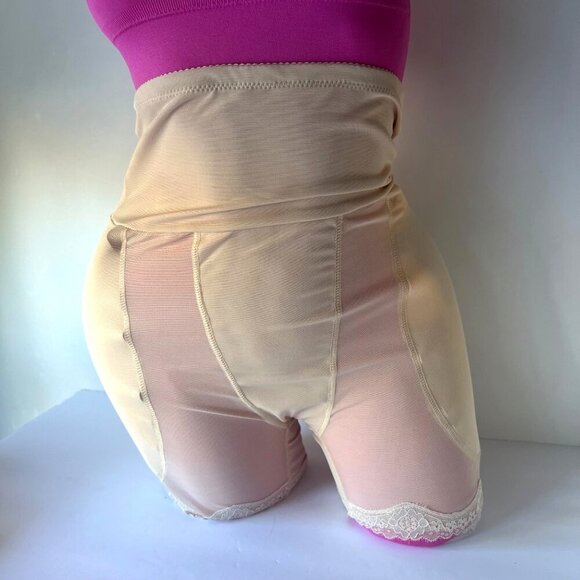 High-Waist Nude Hip Enhancer Shapewear Shorts With Lace Trim Size Large - Picture 3 of 10
